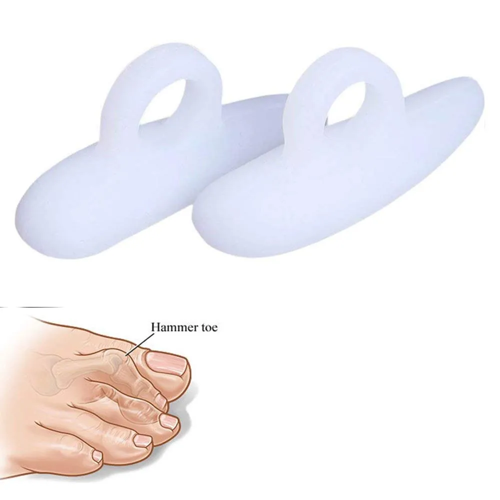 1Pair/2Pcs Gel Hammer Toe Crest Pads - Right and Left Soft Silicone Hammertoe Support Crest Cushion - Corrector and Straightener for Overlapping, Curled, Curved, Crooked, Clubbed Claw and Mallet Toe C 1 Pair