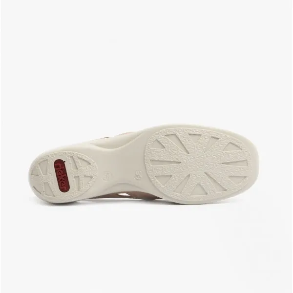 41385-60 Ladies Leather Slip-On Shoes Beige