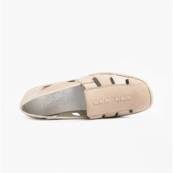 41385-60 Ladies Leather Slip-On Shoes Beige