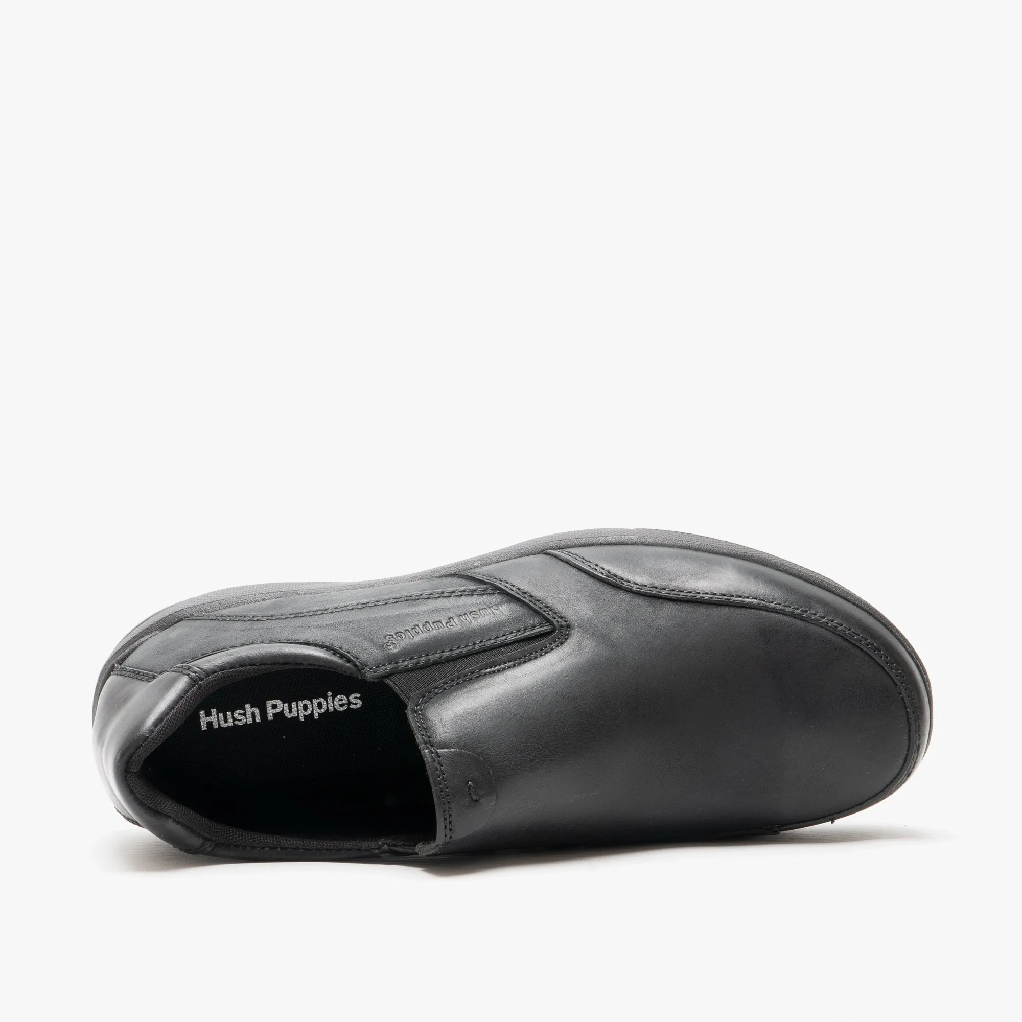 AARON Mens Leather Slip On Shoes Black