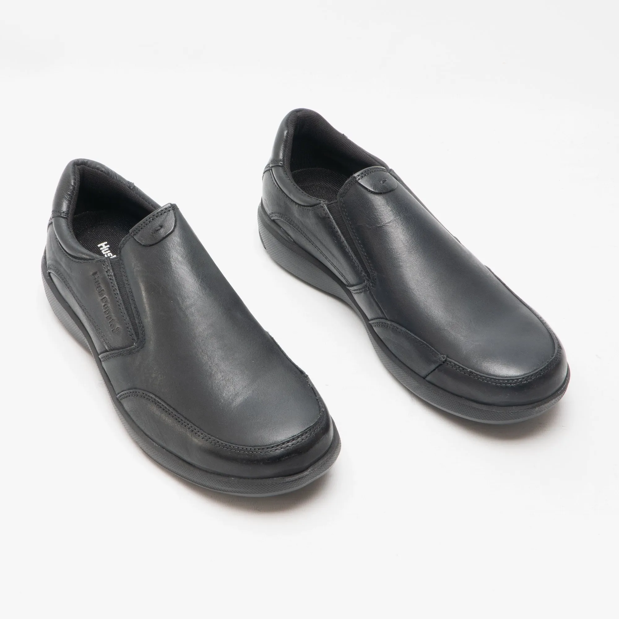 AARON Mens Leather Slip On Shoes Black