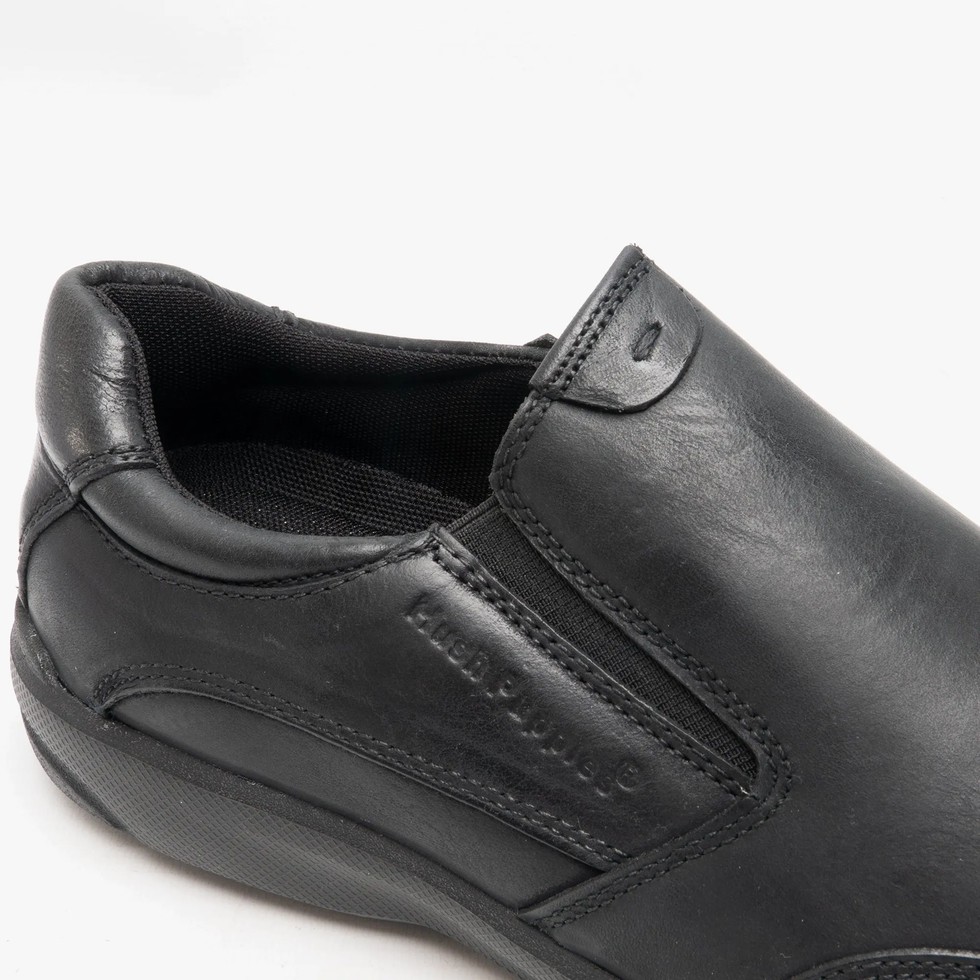 AARON Mens Leather Slip On Shoes Black