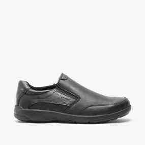 AARON Mens Leather Slip On Shoes Black