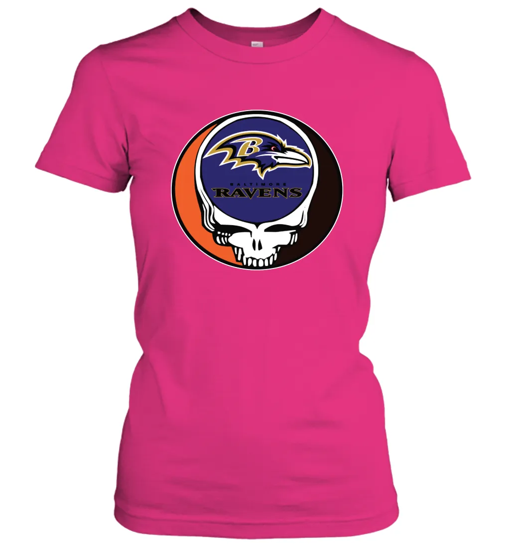Baltimore Ravens Grateful Dead Steal Your Face NFL Football Womens T-Shirt