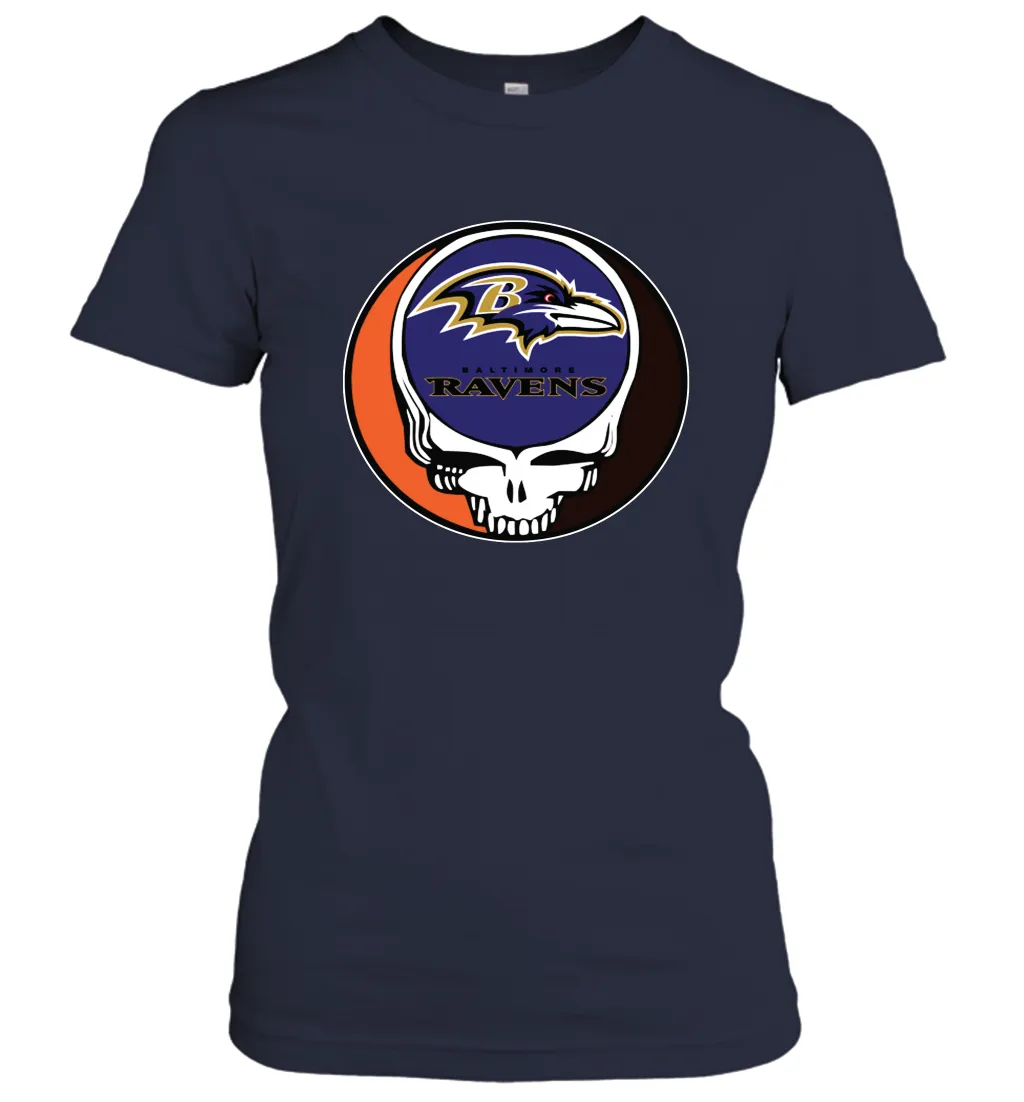 Baltimore Ravens Grateful Dead Steal Your Face NFL Football Womens T-Shirt