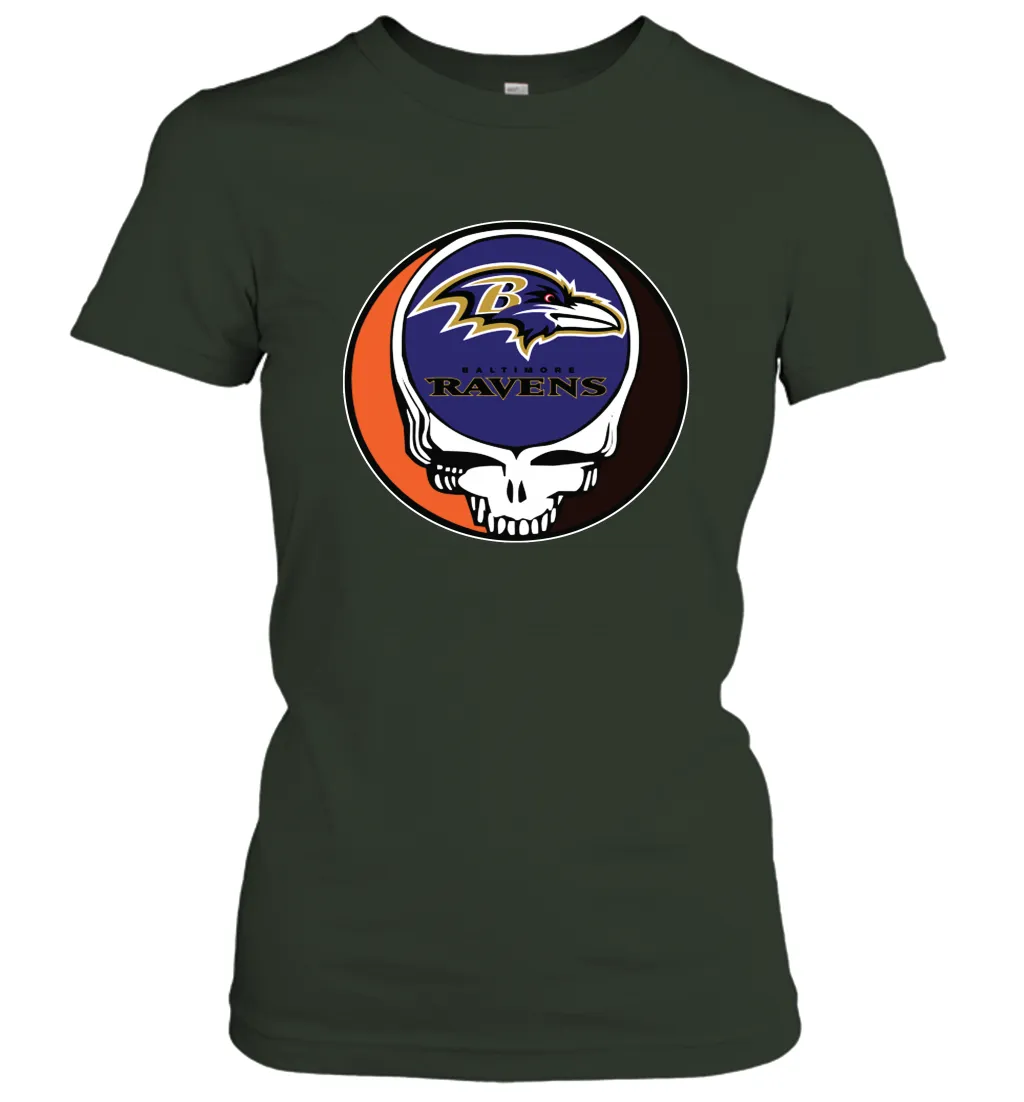 Baltimore Ravens Grateful Dead Steal Your Face NFL Football Womens T-Shirt