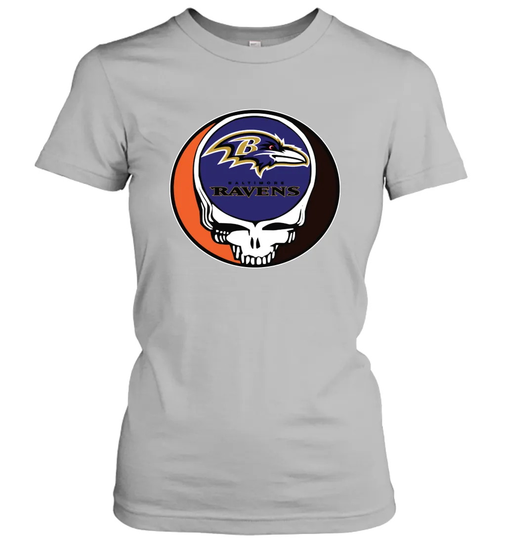 Baltimore Ravens Grateful Dead Steal Your Face NFL Football Womens T-Shirt