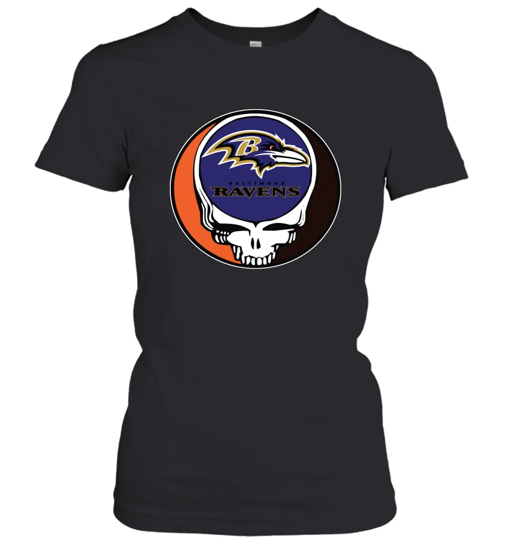Baltimore Ravens Grateful Dead Steal Your Face NFL Football Womens T-Shirt