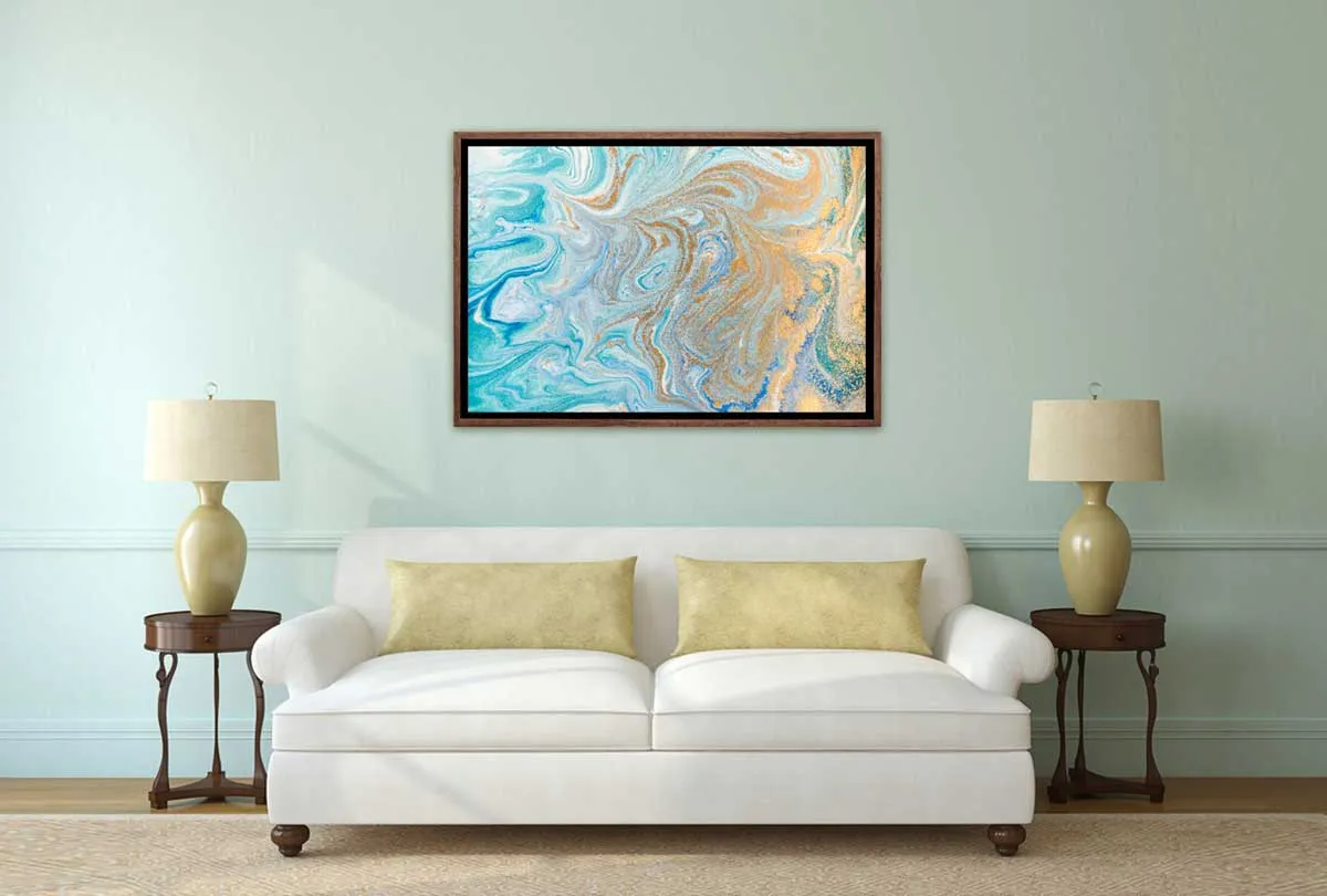 Blue and Gold Abstract | Canvas Wall Art Print