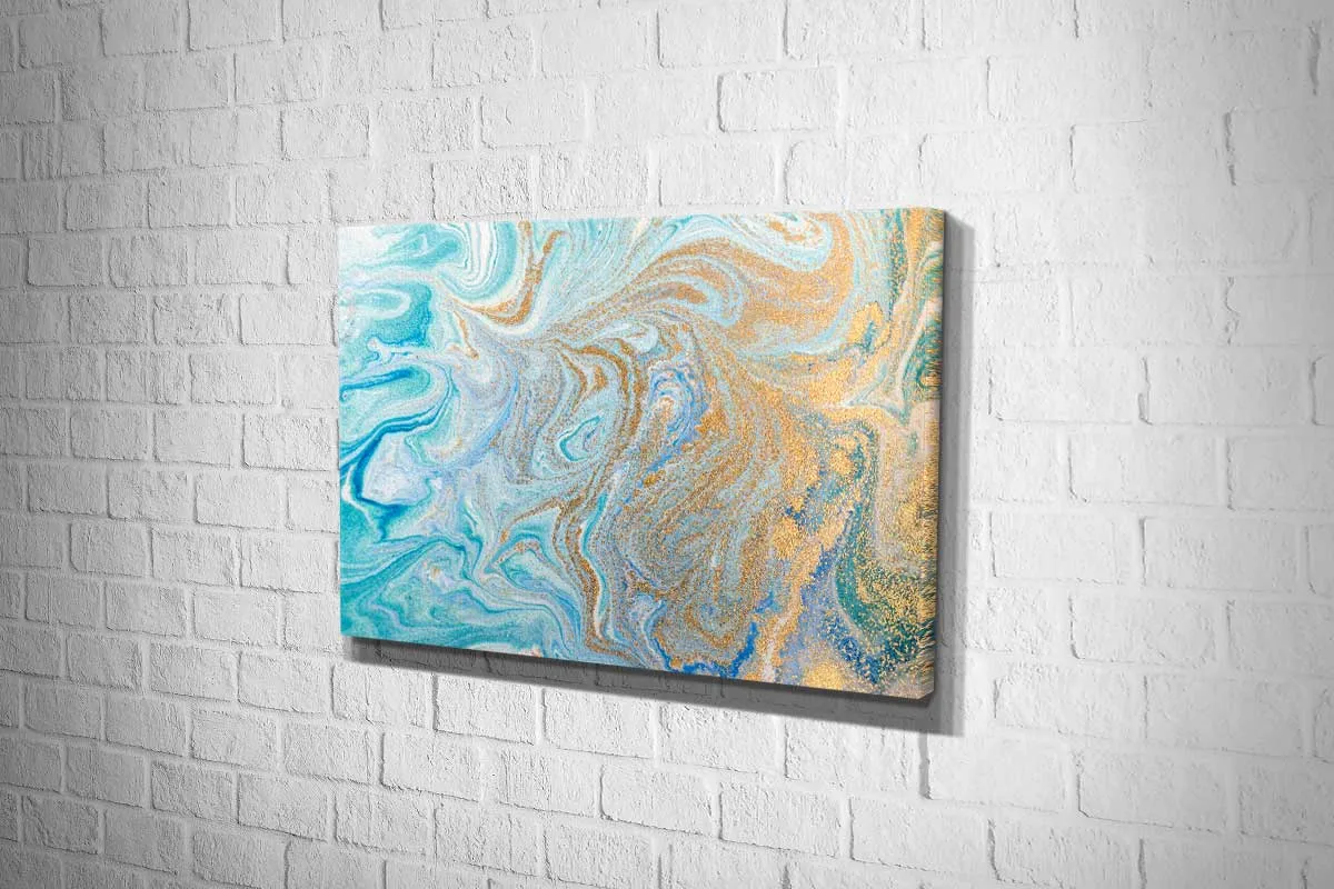 Blue and Gold Abstract | Canvas Wall Art Print