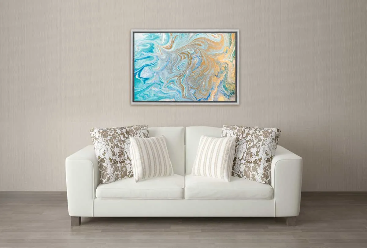 Blue and Gold Abstract | Canvas Wall Art Print