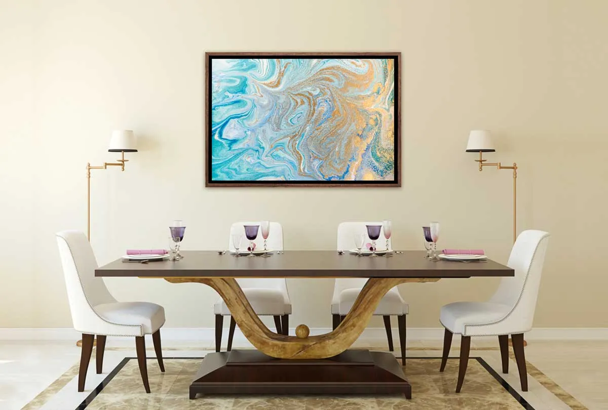 Blue and Gold Abstract | Canvas Wall Art Print