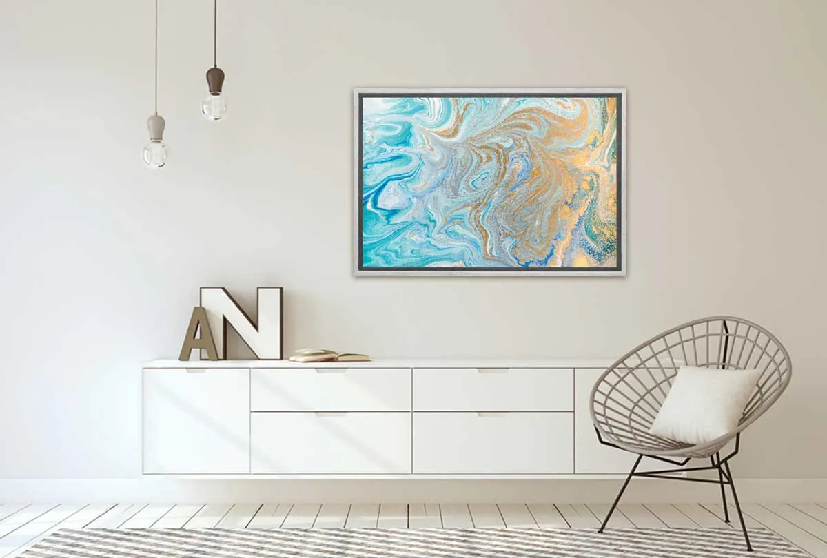 Blue and Gold Abstract | Canvas Wall Art Print