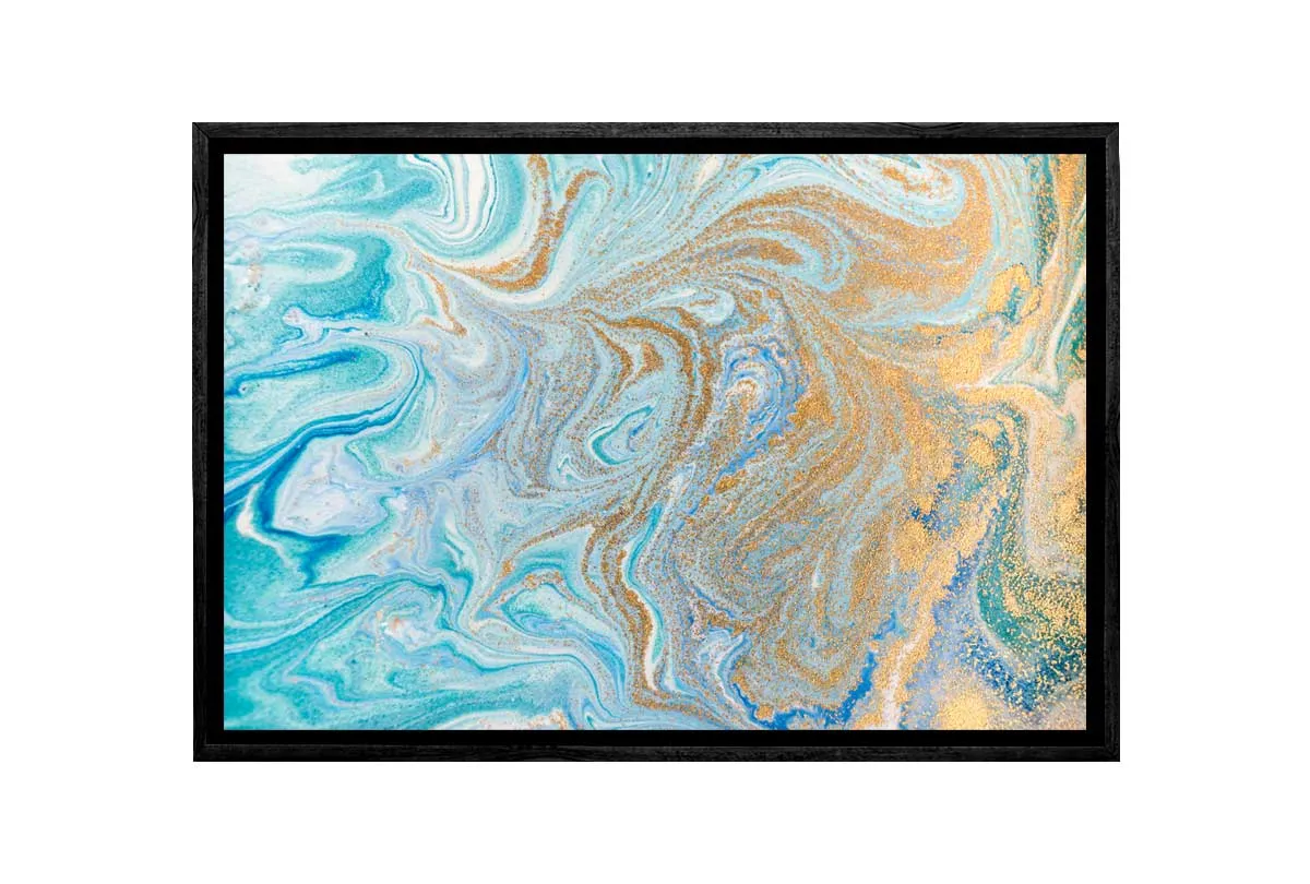 Blue and Gold Abstract | Canvas Wall Art Print
