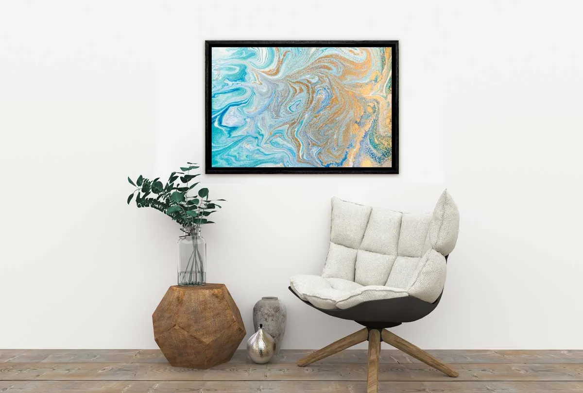 Blue and Gold Abstract | Canvas Wall Art Print