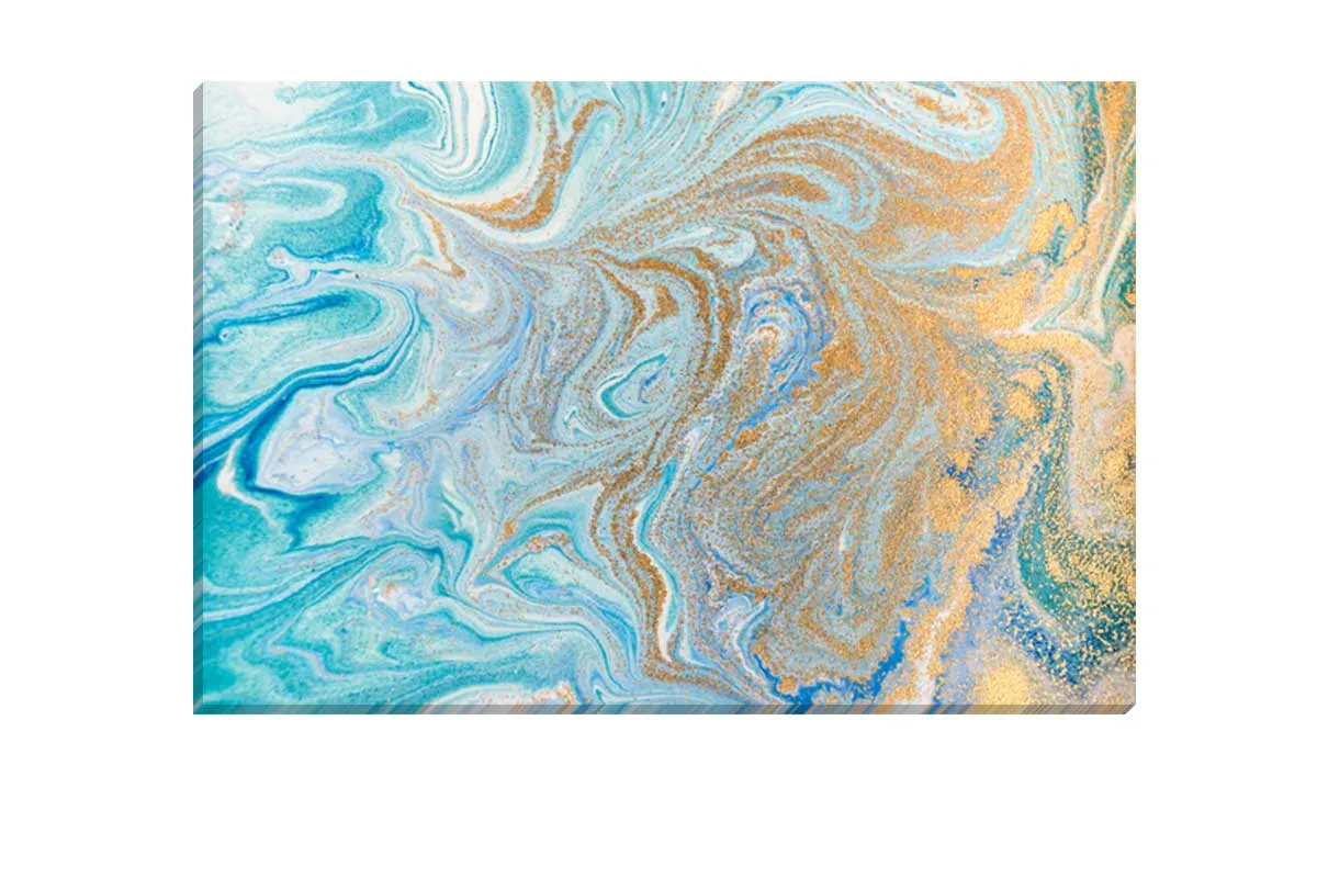 Blue and Gold Abstract | Canvas Wall Art Print