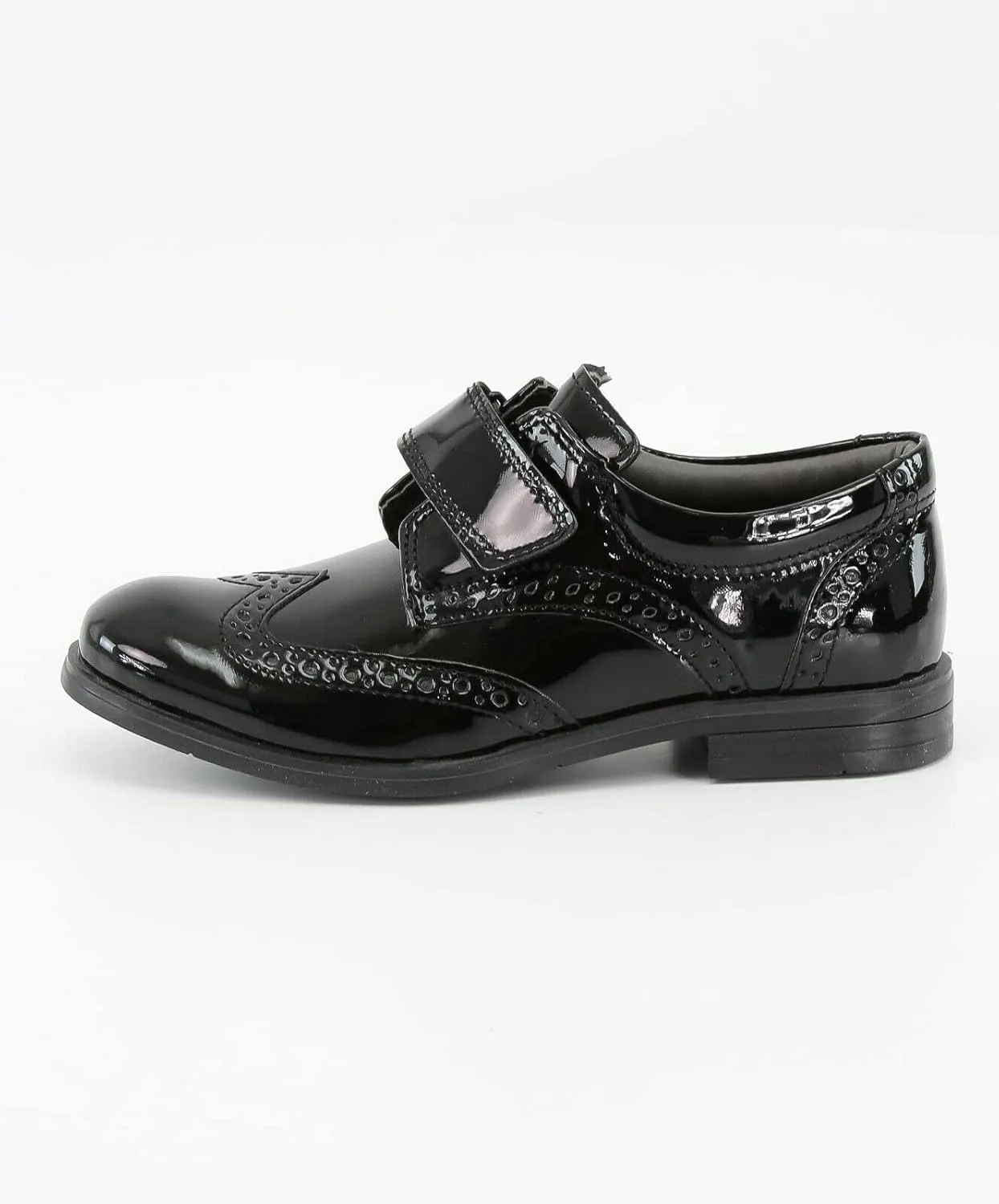 Boys Patent Synthetic Leather Dress Shoes Strap Brogue Formal Wedding Pageboy Footwear