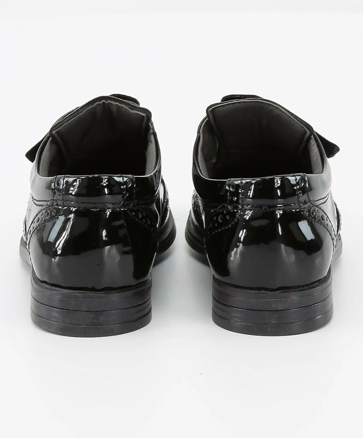 Boys Patent Synthetic Leather Dress Shoes Strap Brogue Formal Wedding Pageboy Footwear