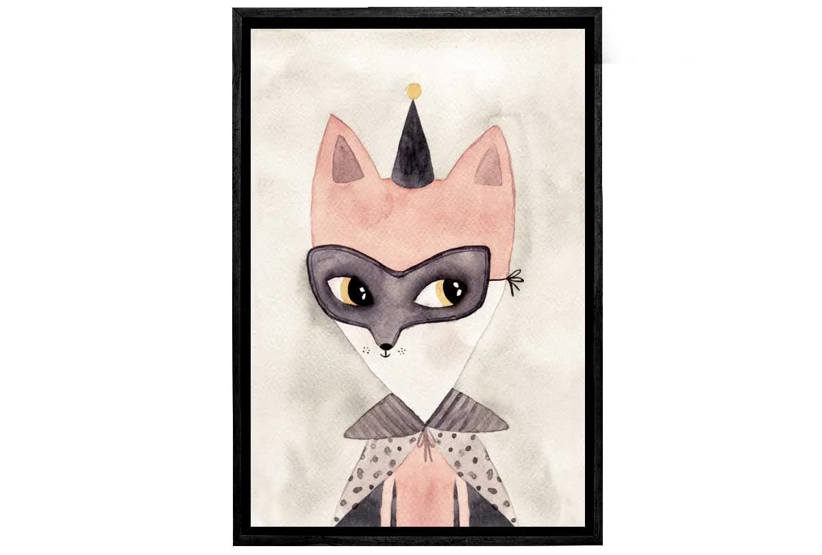 Carnival Fox Watercolour | Canvas Wall Art Print