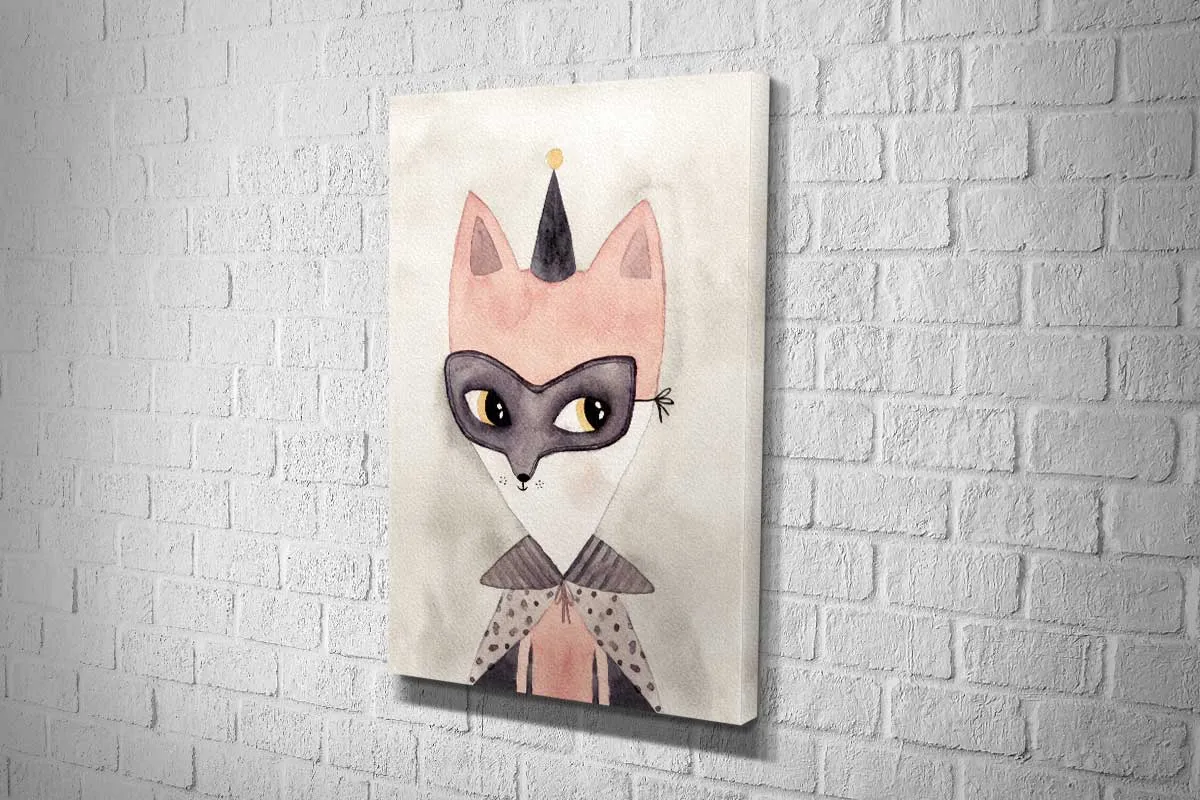 Carnival Fox Watercolour | Canvas Wall Art Print