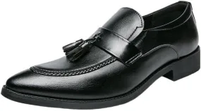 Casual Dress Shoes for Mens Men Tassels Loafers Shoes Dress Formal Casual Wedding Black Fashion Leather Work Flats