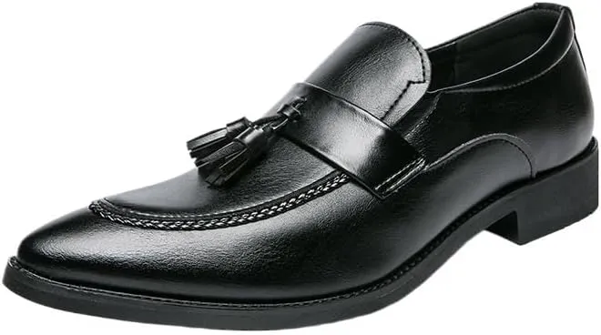 Casual Dress Shoes for Mens Men Tassels Loafers Shoes Dress Formal Casual Wedding Black Fashion Leather Work Flats