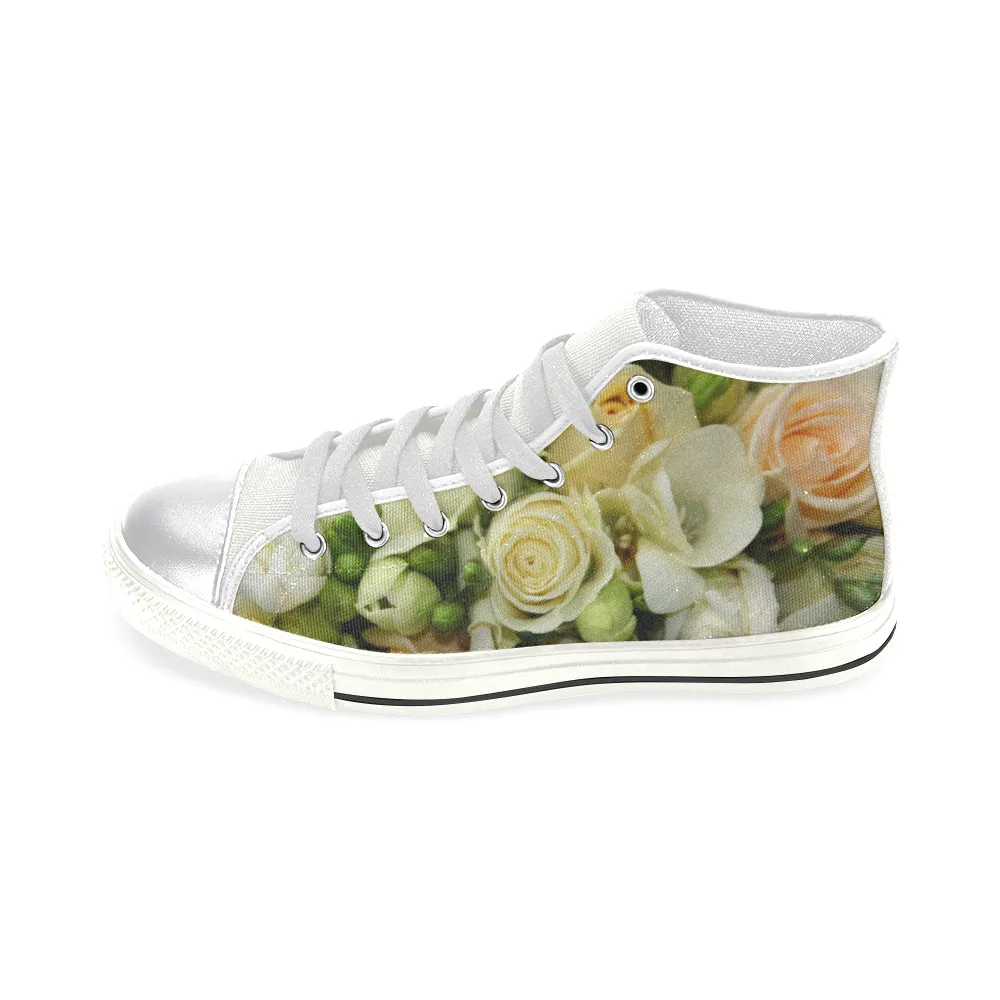 Cream Roses High Top Women's Shoes
