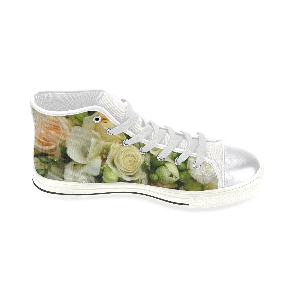 Cream Roses High Top Women's Shoes