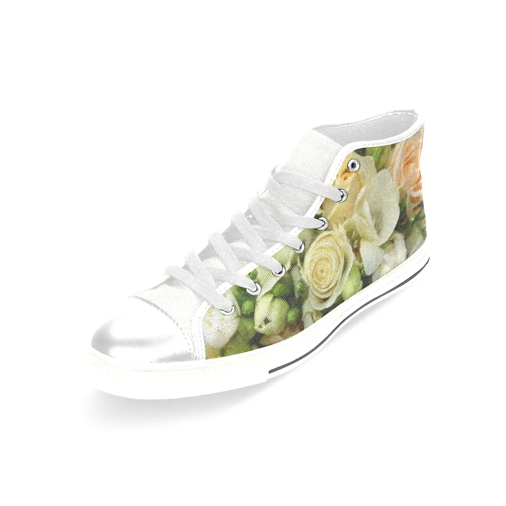 Cream Roses High Top Women's Shoes