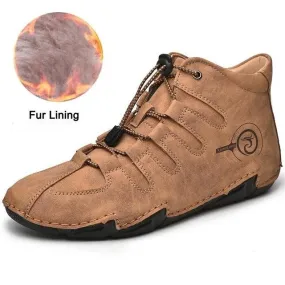 Cuzcare Men Orthopedic Shoes Retro Warm Ankle Boots