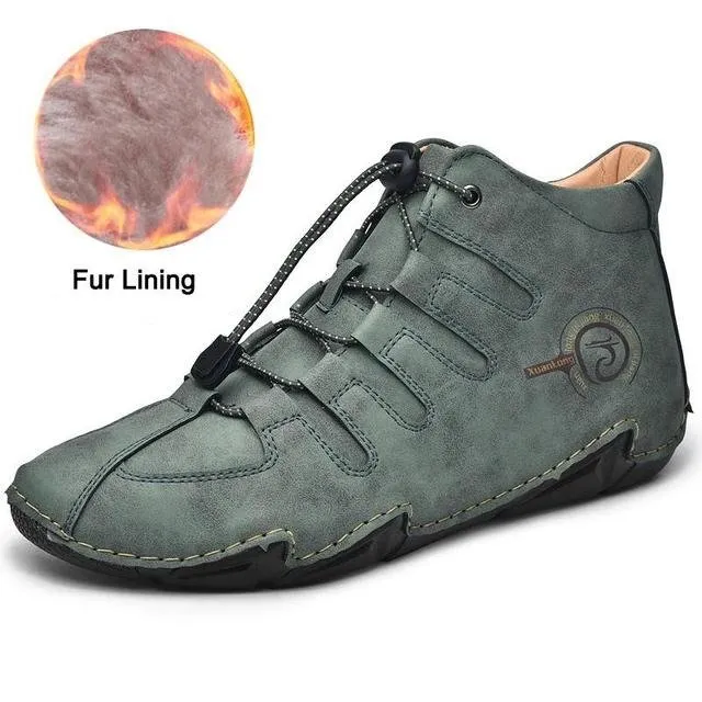 Cuzcare Men Orthopedic Shoes Retro Warm Ankle Boots