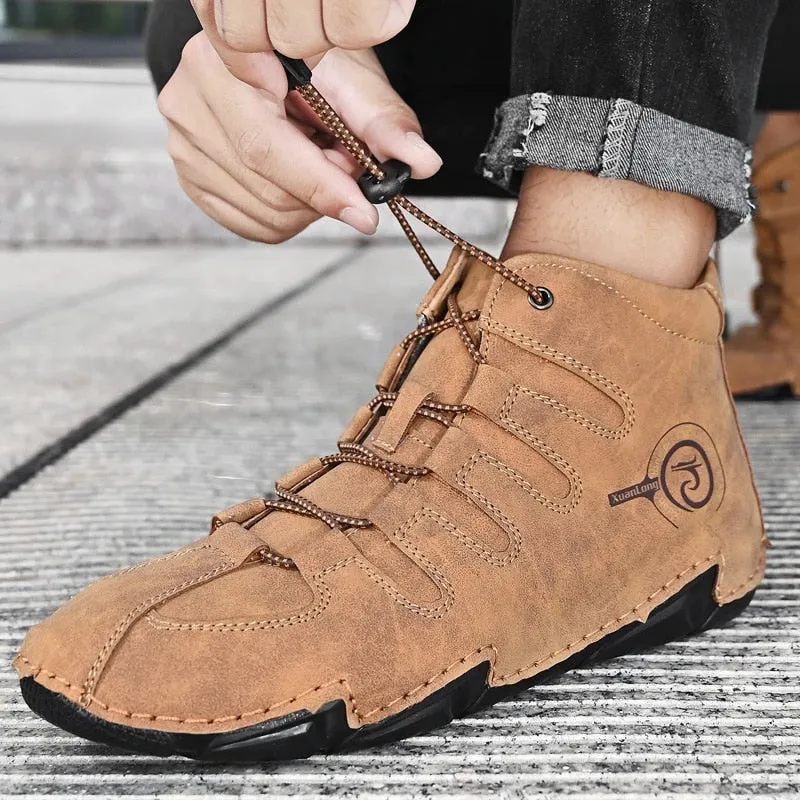 Cuzcare Men Orthopedic Shoes Retro Warm Ankle Boots