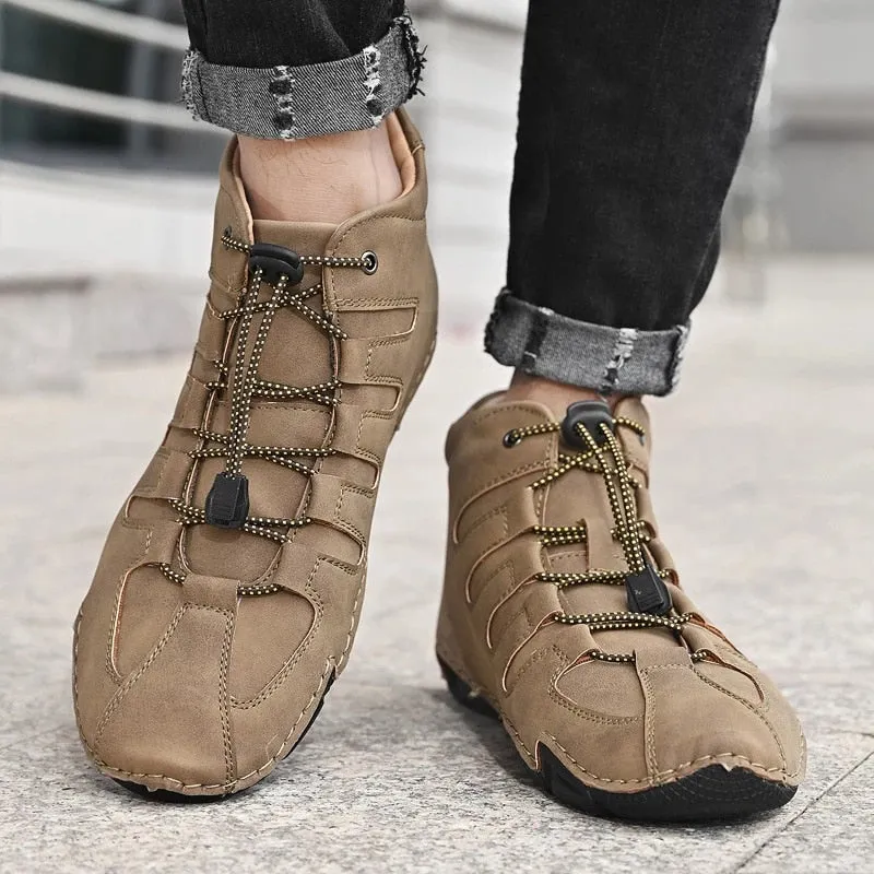 Cuzcare Men Orthopedic Shoes Retro Warm Ankle Boots