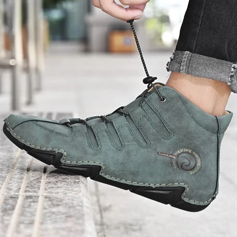 Cuzcare Men Orthopedic Shoes Retro Warm Ankle Boots