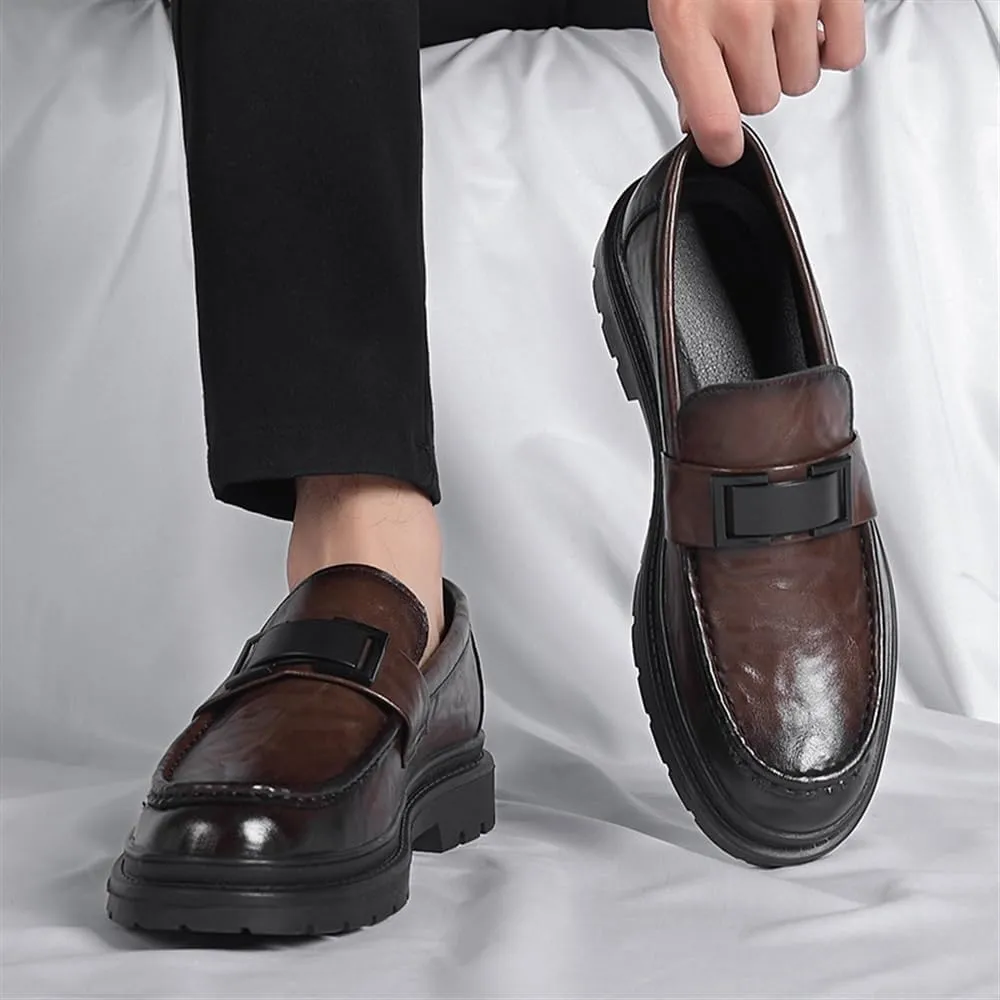 Dress Oxford Shoes for Men Men's Black Loafers, Slip-On Leather Shoes, Comfortable Business & Casual Work Shoes, Formal Dress Shoes with Leather Sole