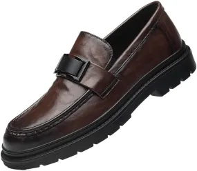 Dress Oxford Shoes for Men Men's Black Loafers, Slip-On Leather Shoes, Comfortable Business & Casual Work Shoes, Formal Dress Shoes with Leather Sole