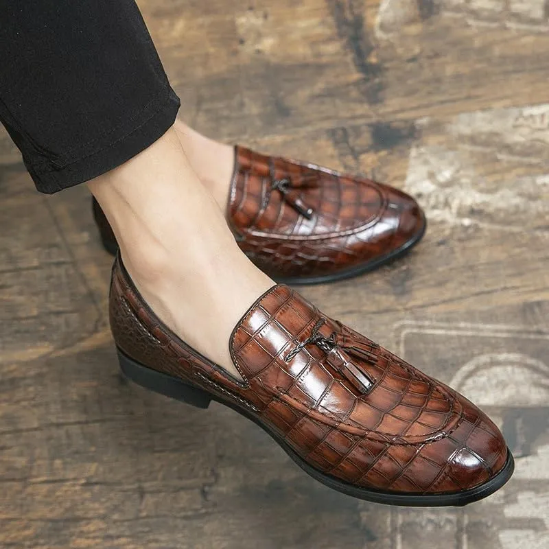 Dress Shoes Man Business Spring Autumn Leather Casual Office Social Shoe Slip On Men's Loafers with Tassel Casual Business Chaussures