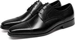 GIFENNSE Men's Dress Shoes Classic Calfskin Leather Wedding Oxford Formal Shoes