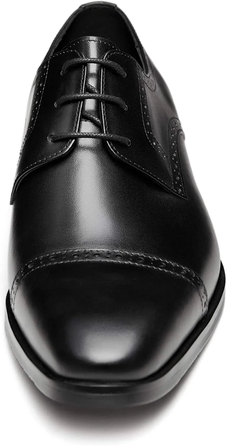 GIFENNSE Men's Dress Shoes Classic Calfskin Leather Wedding Oxford Formal Shoes