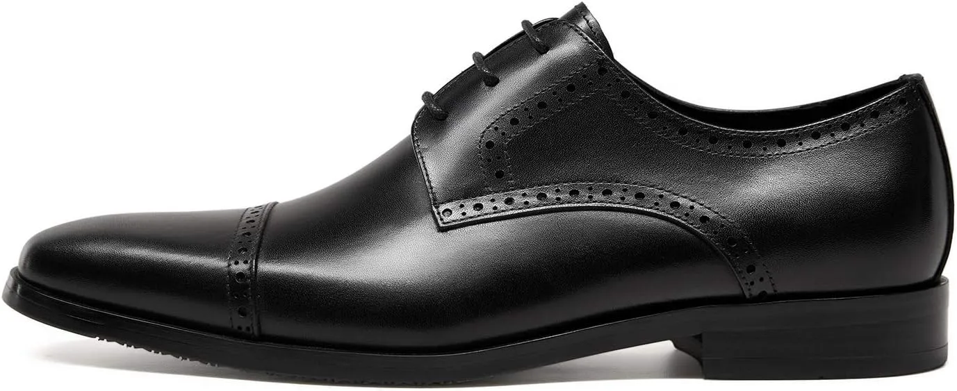 GIFENNSE Men's Dress Shoes Classic Calfskin Leather Wedding Oxford Formal Shoes