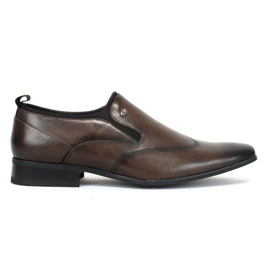 Gino Paoli Lloyd Mens Brown Leather Slip-On Shoes