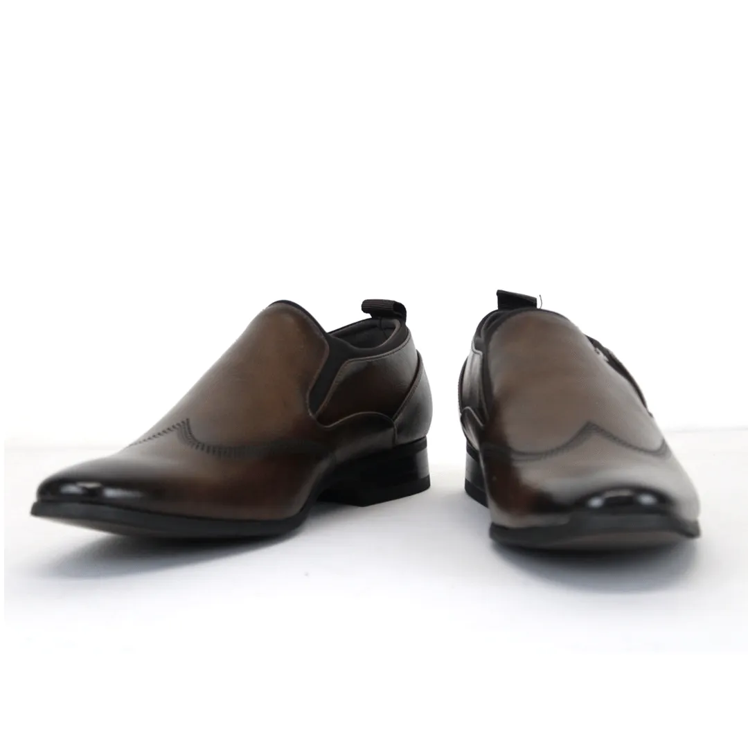 Gino Paoli Lloyd Mens Brown Leather Slip-On Shoes
