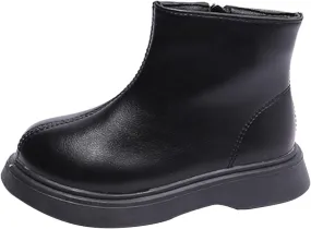 Kids Unisex Leather Ankle Boots Water Proof Classic Simple Outdoor Hiking Walking Booties Solid Soft Casual Shoes