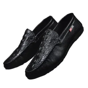 Korean version of summer 2024 new one-pedal casual trend crocodile pattern beanie shoes men's versatile lazy loafers