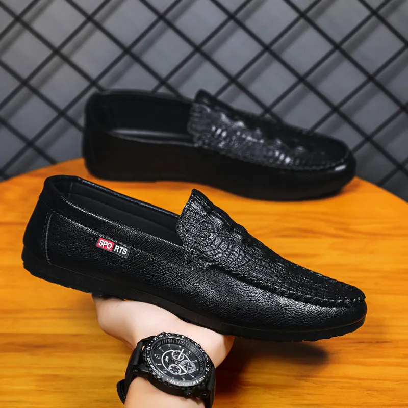 Korean version of summer 2024 new one-pedal casual trend crocodile pattern beanie shoes men's versatile lazy loafers