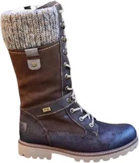LIUsj JUNST Women Mid-Calf Boots Platform Chunky Heel Lace Up Winter Boots Fashion Wool Round Toe Side Zip Closure Combat Boots Women's Ankle Boots & Booties Ladies Snow Boots,Brown,39