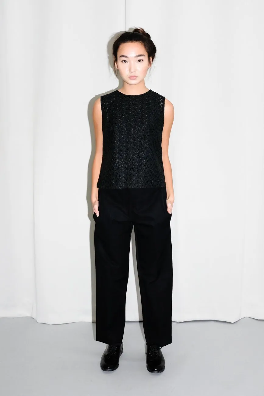 MAISON MARTIN MARGIELA BLACK CROPPED PANTS