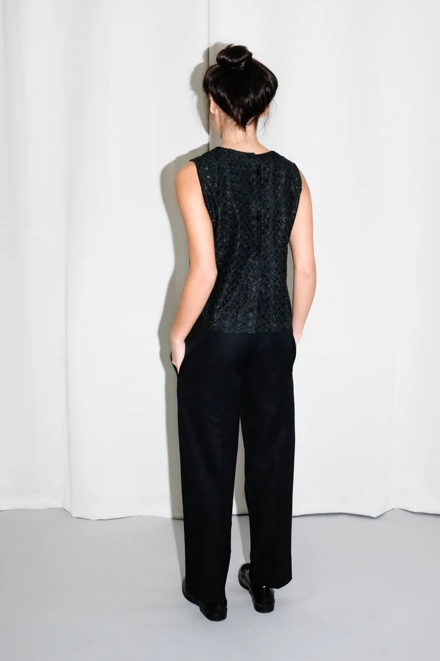 MAISON MARTIN MARGIELA BLACK CROPPED PANTS