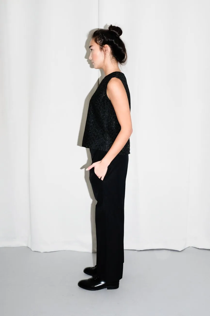 MAISON MARTIN MARGIELA BLACK CROPPED PANTS
