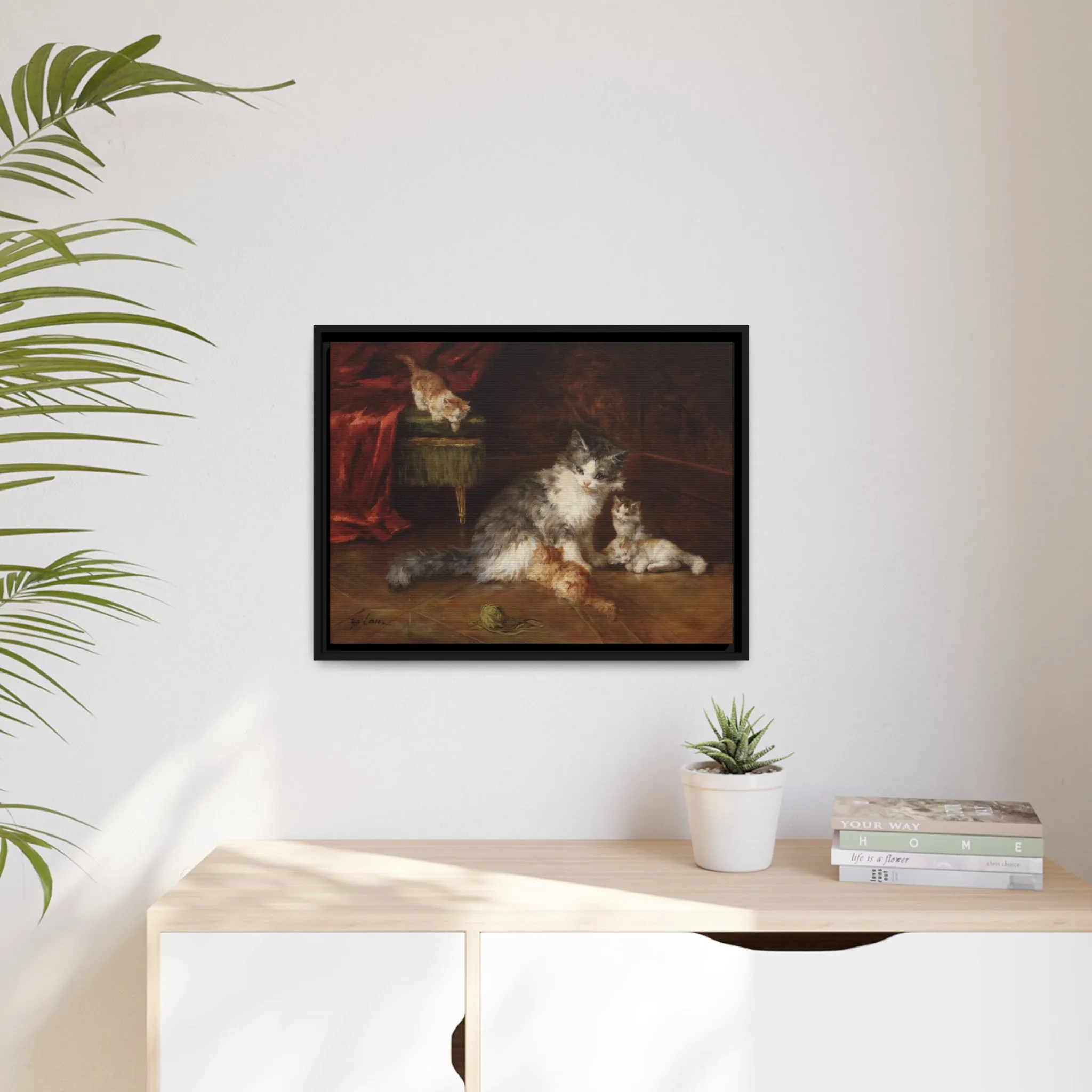 Marie Yvonne Laur: "Motherly Love" - Framed Canvas Reproduction
